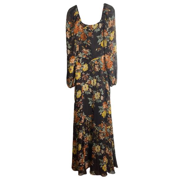 Veronica Beard Silk Floral Print Avani Maxi Dress Oxblood Boho Princess Size 4 - Picture 9 of 12